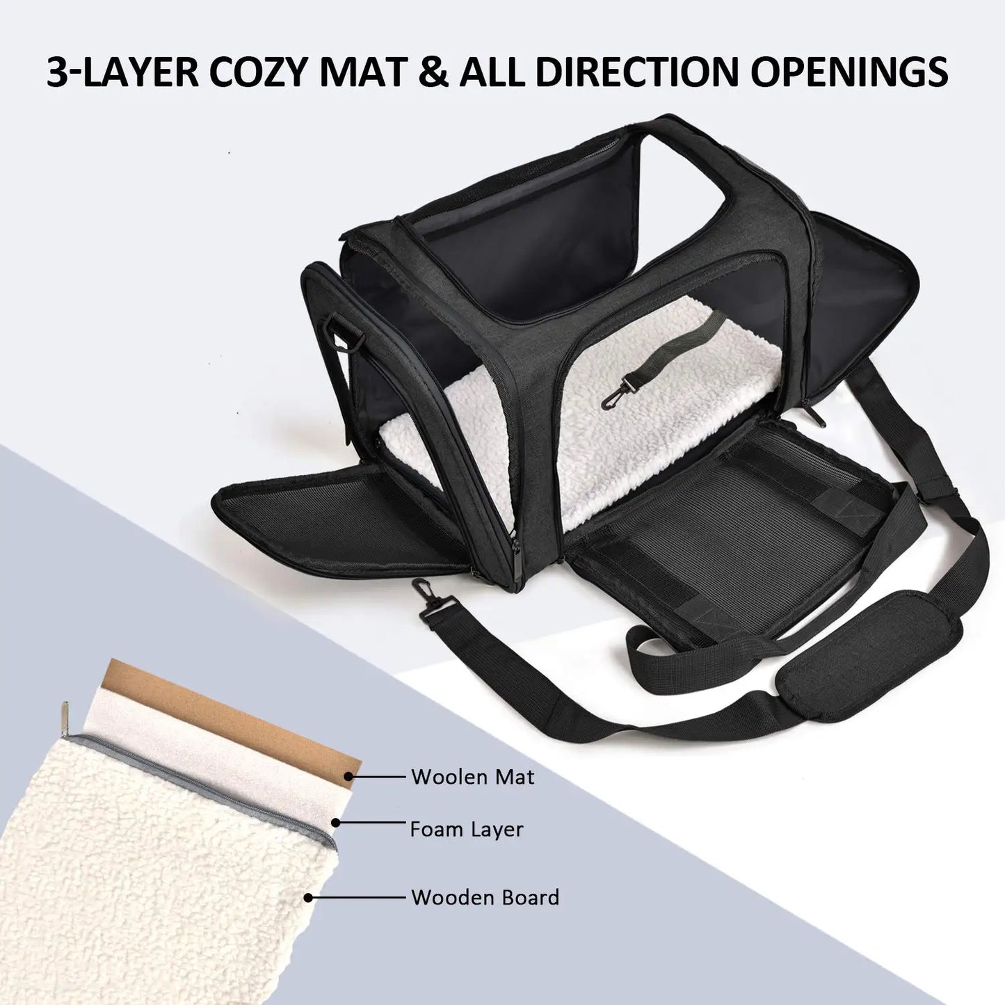 Dog Carrier Bag Soft Side Backpack Pet Carriers Travel Bags Airline Approved Transport for Cats Puppies up to 15 Lbs Outgoing