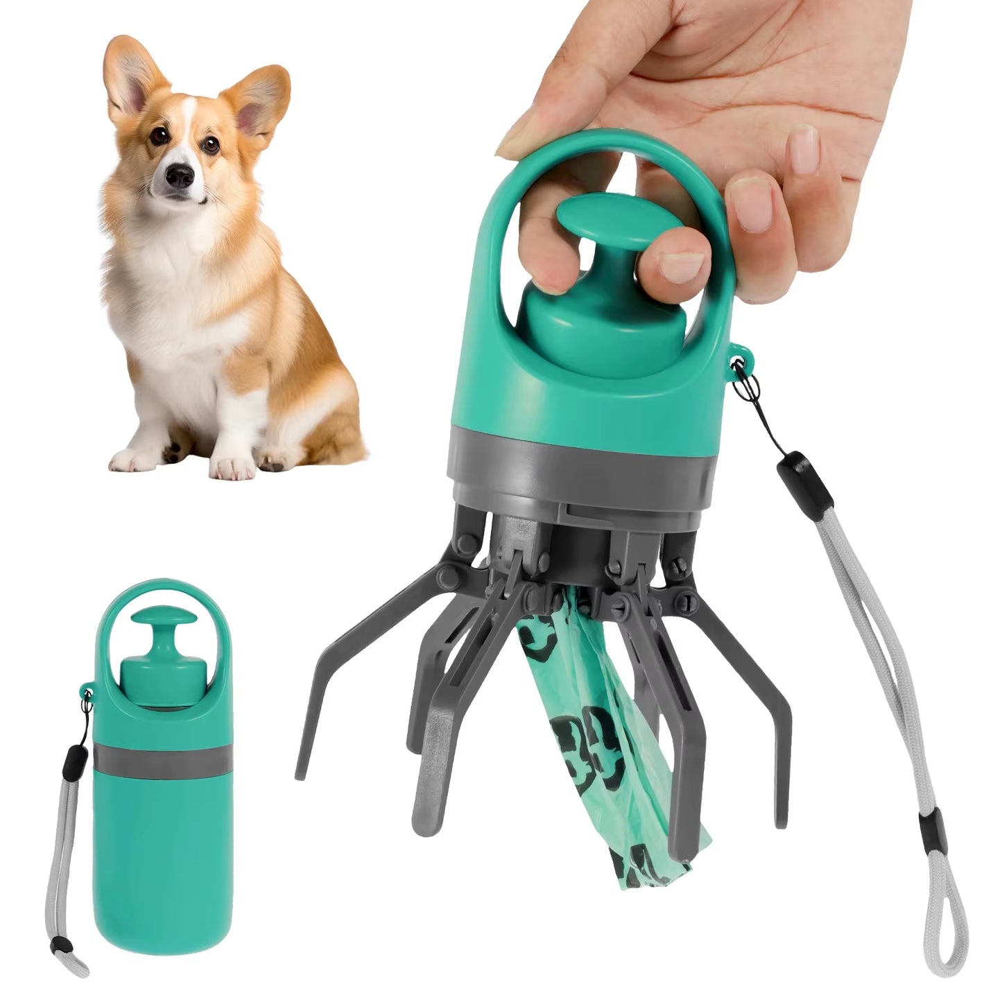 New Dog Pooper Scooper Pet Outdoors Portable Claw Poop Scooper Garbage Bag Cat Dispenser Waste Pick-Up Cleaner