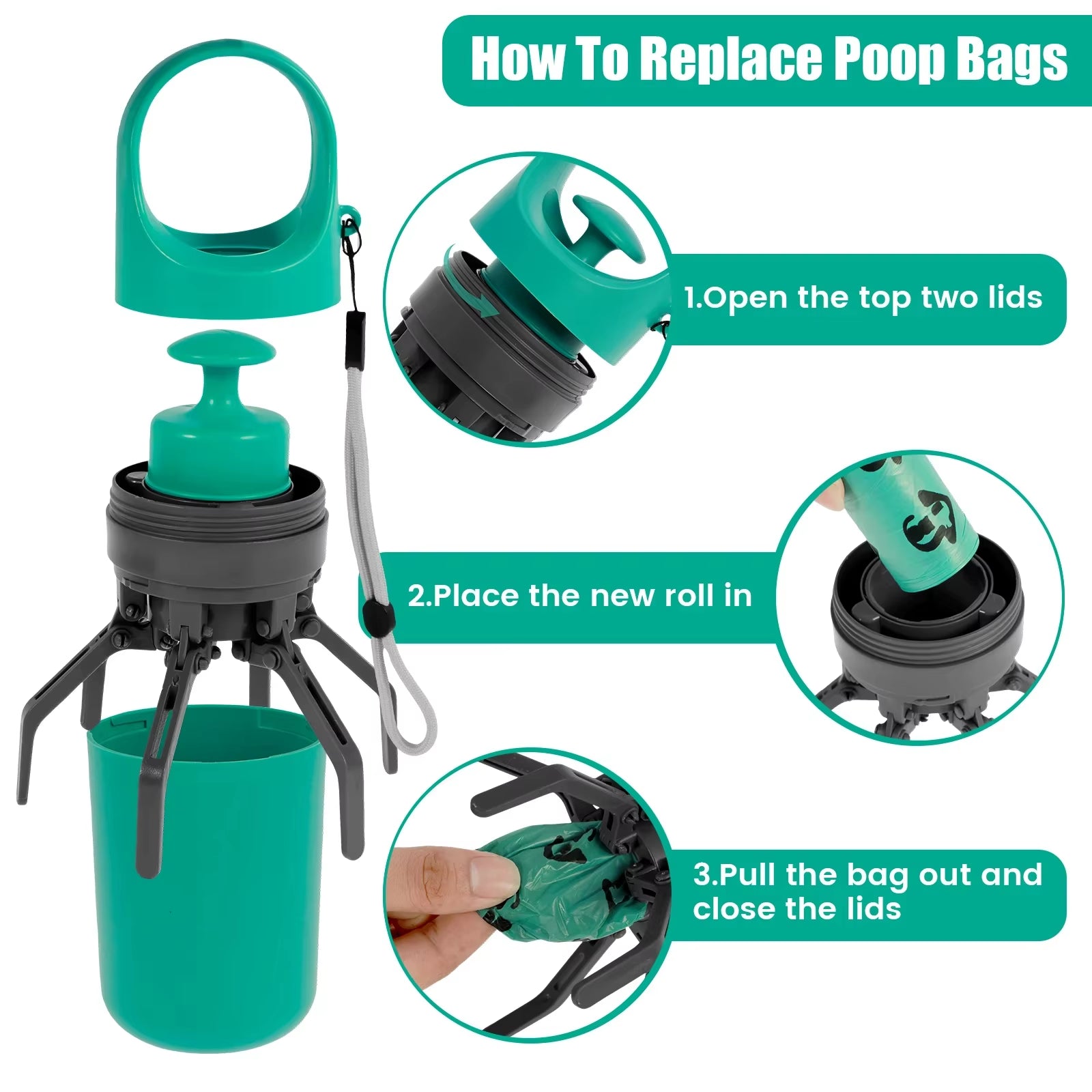 New Dog Pooper Scooper Pet Outdoors Portable Claw Poop Scooper Garbage Bag Cat Dispenser Waste Pick-Up Cleaner