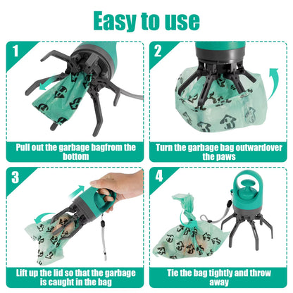 New Dog Pooper Scooper Pet Outdoors Portable Claw Poop Scooper Garbage Bag Cat Dispenser Waste Pick-Up Cleaner