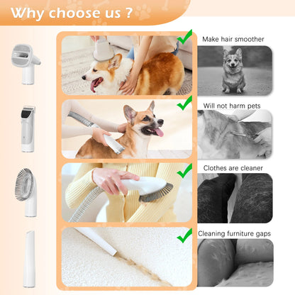 Dog Grooming Vacuum,4-In-1 Kit,Low Noise Dog Clippers and Grooming Supplies,9-Pack