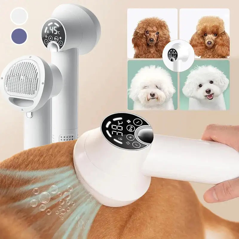2-in-1 Pet Hair Dryer & Brush – Quiet Dog Grooming Blow Dryer for Cats & Dogs