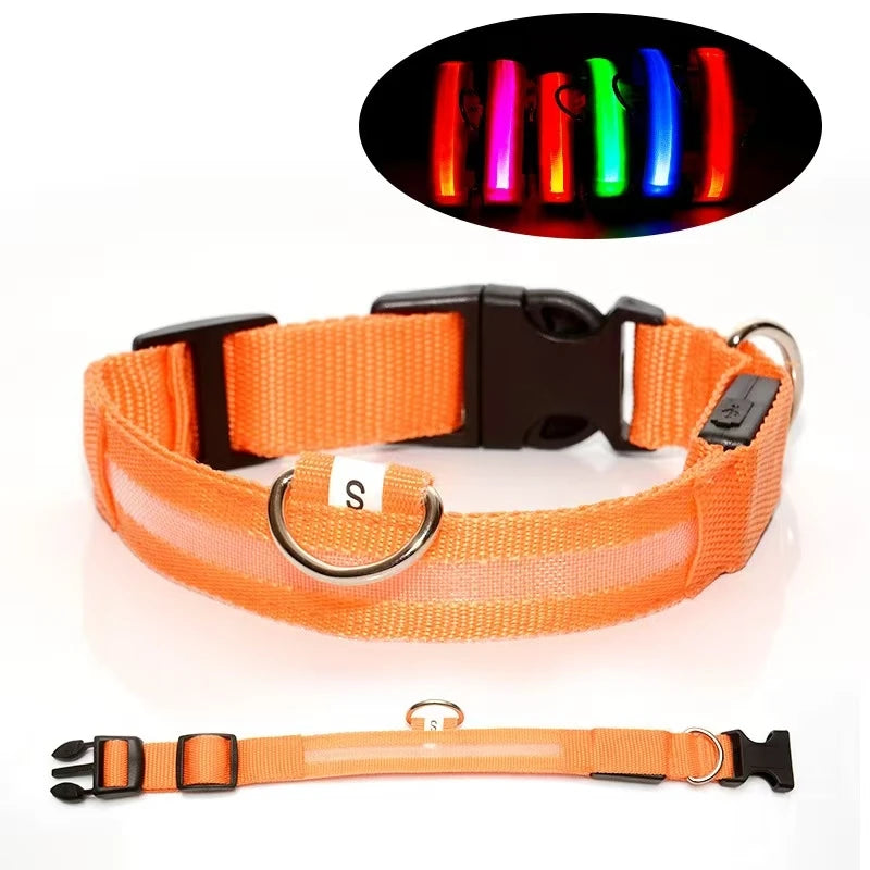 Reflective LED Dog Collar for Night Safety - Durable, Geometric Patterned, Battery-Powered, Ideal for Small/Medium Breeds