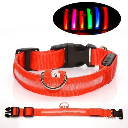 Reflective LED Dog Collar for Night Safety - Durable, Geometric Patterned, Battery-Powered, Ideal for Small/Medium Breeds