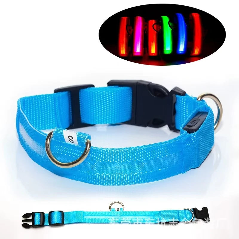Reflective LED Dog Collar for Night Safety - Durable, Geometric Patterned, Battery-Powered, Ideal for Small/Medium Breeds