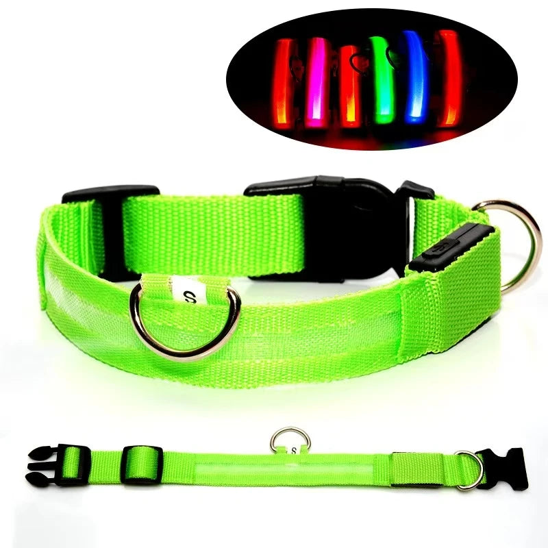 Reflective LED Dog Collar for Night Safety - Durable, Geometric Patterned, Battery-Powered, Ideal for Small/Medium Breeds