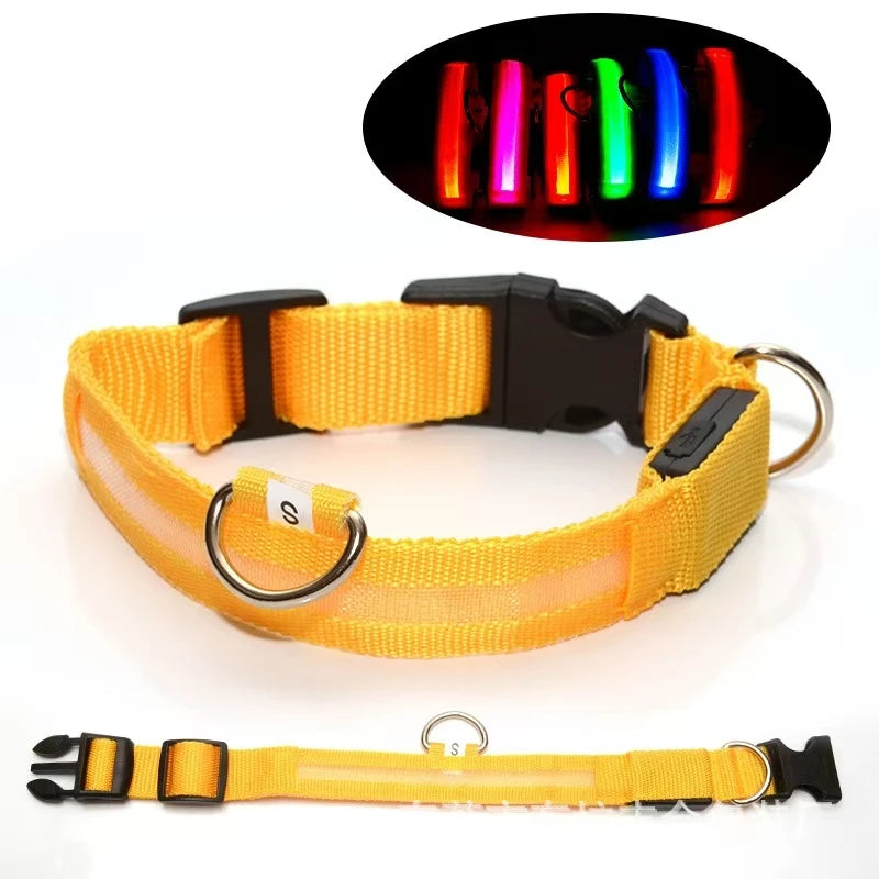 Reflective LED Dog Collar for Night Safety - Durable, Geometric Patterned, Battery-Powered, Ideal for Small/Medium Breeds