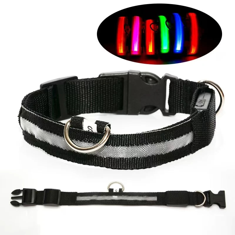 Reflective LED Dog Collar for Night Safety - Durable, Geometric Patterned, Battery-Powered, Ideal for Small/Medium Breeds