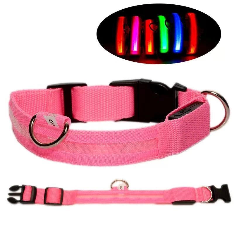Reflective LED Dog Collar for Night Safety - Durable, Geometric Patterned, Battery-Powered, Ideal for Small/Medium Breeds