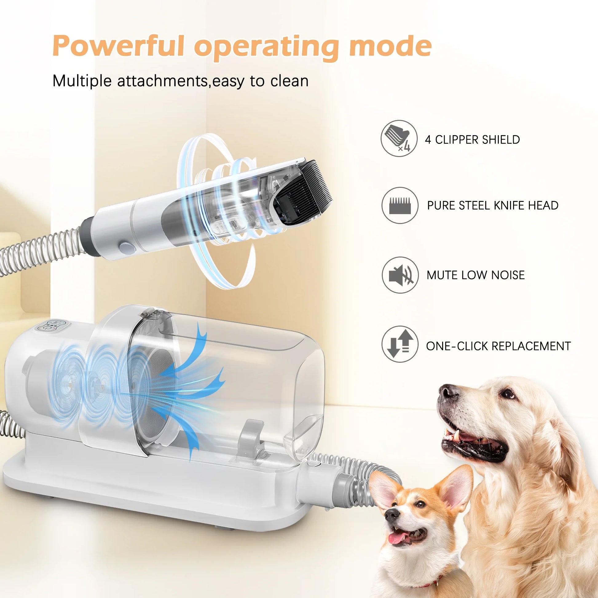 Dog Grooming Vacuum,4-In-1 Kit,Low Noise Dog Clippers and Grooming Supplies,9-Pack